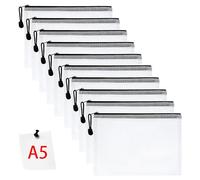 Vicloon Pochette Document Zippée A5, 10pcs PVC Transparentes Document Dossier, Pochette Zippée Zip Sac de Dossier Stockage Pochettes Plastique Pouch Étanche pour Fournitures, Bureau,Voyage