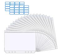 Vicloon Pochettes Classeur En Plastique, A5 Pochettes Perforées, 6 Trous Classeur Pochette Dossier en Plastique étanche pour Documents Cahiers Cartes Fournitures Scolaires Bureau Accueil（18pcs）