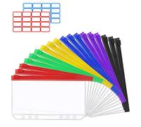 Vicloon Pochettes Classeur en Plastique, A6 Pochettes Perforées, 6 Trous Sacs Zippés à Feuilles Mobiles Colored zipper loose-leaf bag pour Cahiers Cartes Fournitures Scolaires Bureau Accueil（18pcs）