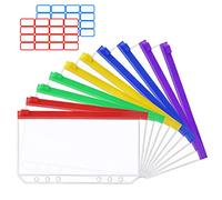Vicloon Pochettes Classeur en Plastique, A6 Pochettes Perforées, 6 Trous Sacs Zippés à Feuilles Mobiles Colored zipper loose-leaf bag pour Cahiers Cartes Fournitures Scolaires Bureau Accueil（10pcs）