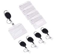 Vicloon Porte Badge, 2Pcs Porte-clés Retractable, 65cm Enrouleur Retractable avec Ressort Renforcé et Cordon Résistant Pour Badge de Carte D'Identité, Bureau, école, Clés (Noir)