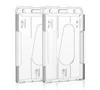 Vicloon Porte Badge Vertical, 2pcs Porte-Cartes en PC Plastique Transparent, Cartes pour e Proximité, Carte De Crédit, Nominatif et Carte D'identité