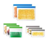 Vicloon Sac Congelation Reutilisable, 8PCS Sacs Nourriture en Silicone, Réutilisables Stockage Aliments Sacs, Alimentaires de Rangement PEVA, pour Conservation Légumes, Fruits Viande