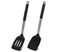 Vicloon Spatule Ajourée,2pcs Spatules de Cuisine Fendues Spatules en Silicone Ustensiles de Cuisine Antiadhésifs sans BPA,Résistants la Chaleur Élevée pour Cuisiner, Égoutter