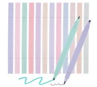 Vicloon Surligneurs Pastel, 12pcs Double Pointe Surligneurs Pastel Esthétiques, Highlighters, Marqueurs de Couleur Douce Pointe Biseautée et Fine pour Lécole, Le Bureau