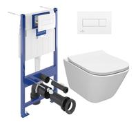 ViConnect Pack Bâti-support Villeroy & Boch + WC sans bride Roca + Abattant slim, SoftClose + Plaque blanche (VICONNECTGAP-2)