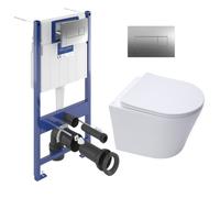 ViConnect Pro S Pack WC bâti-support Villeroy & Boch + WC sans bride Swiss Aqua Technologies + abattant + plaque (VCNINFI2CH)
