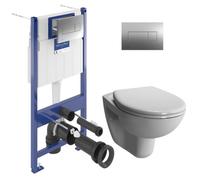 ViConnect Pro S Pack WC Bâti-support + WC sans bride Vitra Normus + Abattant softclose + Plaque (ViConnectNormusRimless-1)