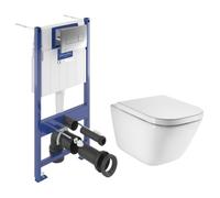 ViConnect Pro S pack WC bâti-support + WC suspendu sans bride Roca avec abattant SoftClose + plaque (VBROGAWR02-FR)
