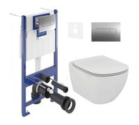 ViConnect Pro S Pack WC bâti Villeroy & Boch + WC sans bride + abattant Softclose + set d'isolation + plaque (VICONTESI2CHSET)