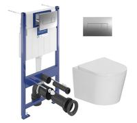 ViConnect Pro S pack WC bâti Villeroy & Boch + WC suspendu sans bride Ceramia + abattant SoftClose + plaque chrome (VCNCETOR2CH)