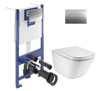 ViConnect Pro S Pack WC bâti Villeroy & Boch + WC suspendu sans bride Roca + abattant SoftClose + plaque (VICONNECTGAP-2CH)
