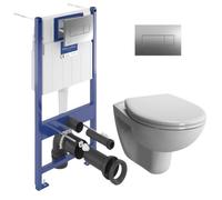 ViConnect Pro S Pack WC bâti Villeroy & Boch + WC suspendu Vitra + abattant SoftClose + plaque (VICONNORMUS-2CH)