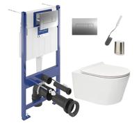 ViConnect Pro S Pack WC bâti Villeroy & Boch + WC Swiss Aqua Technologies + abattant + plaque + brosse (VCNBREVIS2FL1CH)