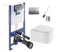 ViConnect Pro S Pack WC bâti Villeroy & Boch + WC Swiss Aqua Technologies + abattant + plaque + brosse (VCNDELANO2FL1CH)