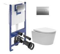 ViConnect Pro S Pack WC Bâti Villeroy & Boch + WC Swiss Aqua Technologies fixations invisibles + Plaque (VCNSAT1AM)