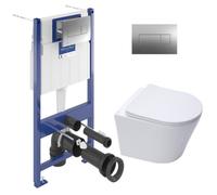 ViConnect Pro S Pack WC Bâti Villeroy & Boch + WC Swiss Aqua Technologies sans bride et fixations invisibles + Plaque chrome