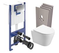 ViConnect Pro S Pack WC Bâti Villeroy & Boch + WC Swiss Aqua Technologies sans bride, fixations invisibles + Plaque + habillage