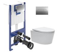 Viconnect pro S Pack WC bâti Villeroy & Boch + WC Swiss Aqua Technologies sans bride + Plaque chrome (VCNSAT1SP)