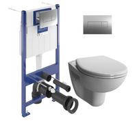 ViConnect Pro S pack WC Bâti Villeroy & Boch + WC Vitra Normus + Abattant softclose + Plaque chrome (VCNNORMUSRS1SP)