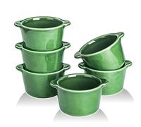 VICRAYS Lot de 6 mini ramequins en céramique pour crème brûlée, 236,8 g, passent au four, plats à soufflé pour la cuisson individuelle, cocotte à tremper, sauce, Pioneer Woman (vert)