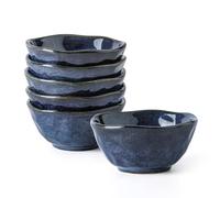 Vicrays Lot de 6 petits bols à dessert en céramique de 300 ml, passent au micro-ondes, au four et au lave-vaisselle, pour riz, crème glacée, soupe, plats d'accompagnement, etc. (bleu étoilé)