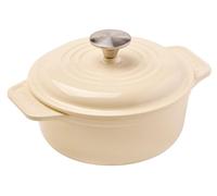Victoria 30810, cocotte en fonte émaillée pour induction, 20 cm, idéale pour la cuisson du pain et autres préparations, capacité de 1,9 litre, sans PTFE, de couleur blanche