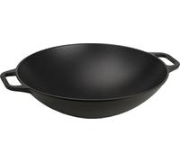 Victoria 30926 Wok en fonte émaillée Induction 35,5cm, Cast Iron Skillet sans PTFE Noir
