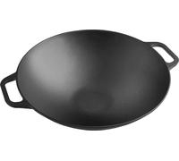 Victoria 37291 Wok Poêle en fonte à induction 35cm pour feu, grill Cast Iron Skillet sans PTFE Noir