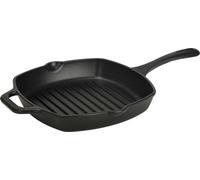Victoria 39561 Poêle à griller Induction Fonte émaillée 25x25cm, Feu, Cast Iron sans PTFE Noir