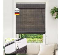 Victoria M. Klemmfix - Store romain en bambou Protection solaire Brise-vue Store à traction latérale sans perçage Pour fenêtres et portes 40 x 130 cm Marron foncé