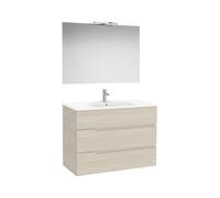 Victoria-n pack (meuble+lavabo+miroir+applique) 3 tiroirs 1000 mm frêne clair - ROCA A852113541