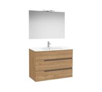 Victoria-n pack (meuble+lavabo+miroir+applique) 3 tiroirs 1000 mm noyer - ROCA A852113517