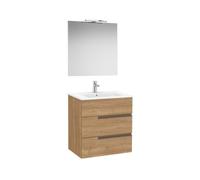 Victoria-n pack (meuble+lavabo+miroir+applique) 3 tiroirs 700 mm noyer - ROCA A852111517