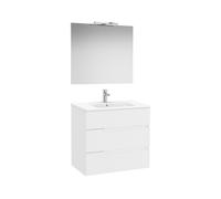 Victoria-n pack (meuble+lavabo+miroir+applique) 3 tiroirs 800 mm blanc mat - ROCA A852112509