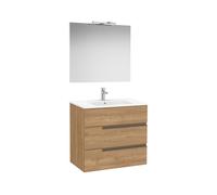 Victoria-n pack (meuble+lavabo+miroir+applique) 3 tiroirs 800 mm noyer - ROCA A852112517