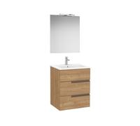 Victoria-n pack (meuble+lavabo+miroir+applique) 3 tiroirs droite 600 mm noyer - ROCA A852110517