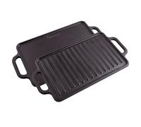VICTORIA Plaque à Griller en Fonte Émaillée, Double Grille Réversible 33 x 21cm pour le Feu, le Barbecue, le Four, sans Toxicité et sans PTFE