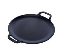 Victoria Plaque à Griller en Fonte Naturelle, Induction Poêle à Pizza, 25cm avec Poignées, Feu, Barbecue, Four, Comal Pré-assaisonnée pour Créer Antiadhésif sans Toxicité et sans PTFE