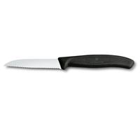 Couteau d'office SWISS CLASSIC 8 cm, dentelé, noir, plastique, Victorinox
