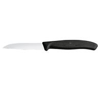 Couteau d'office SWISS CLASSIC 8 cm, dentelé, noir, plastique, Victorinox