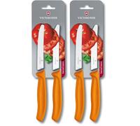 Victorinox 6.7836.L119B Set de 2 Couteau à tomates et de Table Tranchant denté, Acier Inoxydable, Orange, 30 x 5 x 5 cm (Lot de 2)