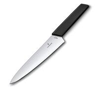 Victorinox Couteau à Découper Swiss Modern pour la Viande, Lame Droite, Lame en Acier Inoxydable 19 cm de Long, Manche Synthétique Ergonomique, Noir