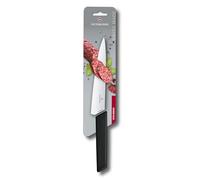 Victorinox Couteau à Découper Swiss Modern pour la Viande, Lame Droite, Lame en Acier Inoxydable 19 cm de Long, Manche Synthétique Ergonomique, Noir