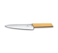 Victorinox Couteau à Découper Swiss Modern pour la Viande, Lame Droite, Lame en Acier Inoxydable 25 cm de Long, Manche Synthétique Ergonomique, Jaune