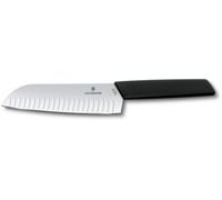 Couteau Santoku SWISS MODERN 17 cm, avec rainures ovales, noir, Victorinox