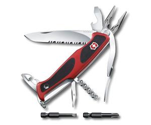 Victorinox Couteau Suisse Ranger Grip 174, Multitool 17 Fonctions, Rouge | Pince à bec pointu, lame dentée à blocage, coupe-fil et tournevis. Idéal pour bricolage et vélo. Fabriqué en Suisse