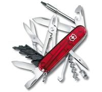 Victorinox Cyber Tool M, Couteau de Poche Suisse, Léger, Multitool, 32 Fonctions, Lame, Bits, Tire Bouchon, Rouge Transparent