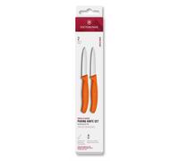 Victorinox Ensemble de couteaux SWISS CLASSIC 8 cm, lame lisse et dentelée, pointue, set de 2 pc, orange, plastique, Victor