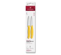 Victorinox Ensemble de couteaux SWISS CLASSIC 8 cm, tranchants lisses et dentelés, pointus, set de 2 pc, jaune, plastique, Victorino